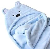 ベビー 赤ちゃん 新生児 おくるみ ボア フリース ブランケット ふわふわ すっぽり ナチュカラー (クマさん シャンパン ブルー)