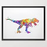 Dignovel Studios 13X19 Trex Dinosaur Art Print Watercolor Painting Art Print For Kids Children's Wal