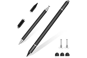 タッチペン 3in1 全機種対応 スタイラスペン 充電不要 磁気キャップ 静電容量式タッ チスクリーン対応 円盤型ペン先 ディスクチップ ニュートラルなペン先 高感度交換用ペン先付き (2ディスク＋3導電繊維付属) (ブラック)
