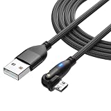 Micro USB ケーブル L字 L型 180度回転 2.4A急速充電&データ転送 強化TPE製 USB Type A to マイクロb ケーブル Micro充電コード Android スマホ充電ケーブル Type-B for PS4 コントローラー イヤホン Type-B スマホ コントローラー イヤホン MP3 タイプb 充電コード (3M)