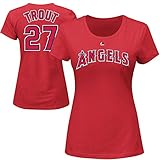 Mike Troutロサンゼルス・エンゼルス# 27レディースPlayer Tシャツ S レッド