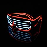 Lerway ブラックフレーム 光るメガネ LEDライト付き ELワイヤー眼鏡 パーティー イベント ダンス コンサート サングラス コントローラ付き おしゃれ 2色 (白 + 赤)