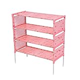 シューズラック 靴ラック 靴入れ 玄関収納 簡易デザイン 5段 組み立て式 防塵 整理　(ピンク)