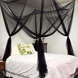 mazimark --ブラックホワイト4つのコーナーポストベッドブラックキャノピーキャンプMosquito Netting