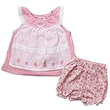 《初夏盛夏対応》(日本製) Pample Mousse(パンプルムース) ジャガード天竺&布帛ローンストライプエプロン風ミルキースーツ 70cm/PK NO.DP-72408