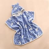 6重ガーゼ ベビーバスローブ おくるみ お洒落 マント 保温性 ふわふわガーゼタオル 通気性 キッズ(70cm x 135cm) E