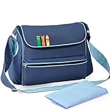 KANGMING 大容量 マザーズバッグ ママバッグ 防水 軽量 多機能 3WAY ショルダーバッグ 便利な ベビーカー用さげベルトとショルダーベルト付属 行楽シーズン 海へ山へ アウトドア (ネイビ