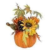 Northlight Autumn Harvest Artificial Pumpkin with Sunflowers Mums and Pine Cones Decoration 10【クリスマス