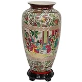 Oriental Furniture 14 Rose Medallion Porcelain Tung Chi Vase [並行輸入品]