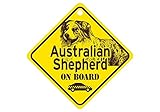 Australian Shepherd ON BOARD カーサインボード：オーストラリアンシェパード 乗車中 ミニサイン 吸着盤つき Made in U.S.A [並行輸入品]