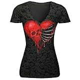 Tシャツ レディース 上着 Timsa おしゃれ トップス 半袖 ロングカーデ 春夏秋 服 プリント 骷髅 着痩せ 人気 カットソー ティーシャツ ピタT チビT シャツチュニック オフィス スポーツ