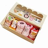 Spinas(スピナス) ベビー 靴下 新生児用 赤ちゃんソックス 0～6カ月 5足 ギフト セット 滑り止め付 出産祝い 全2種類（女の子用/男の子用）（女の子用）