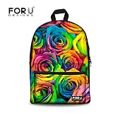 For U Designs Vintage Style Colorful Floral Bag Printed Backpack Lightweight Canvas School Backpack