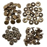 バネホック ホック ボタン レザークラフト ハンドメイド (10mm, アンティークゴールド)