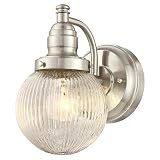 Westinghouse 6314200 Eddystone One-Light Outdoor Wall Fixture with Clear Ribbed Glass, Brushed Nicke