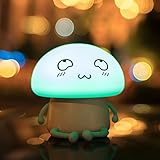 luxlumi絵文字Mushroomシリコン調光と充電式またはバッテリLEDタッチナイトライト子供、ギフトアイデア、保育園、子供、ティーン ブルー SY-006
