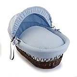Clair de Lune Waffle Dark Wicker Moses Basket (Blue) by Clair de Lune