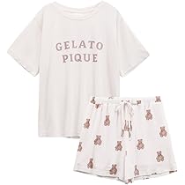 gelato pique ピンク カットソー & ショートパンツ セット gelato pique】接触冷感プリントTシャツ＆ショートパンツセット