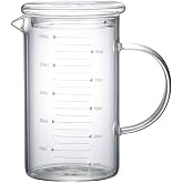 YYYFEI Measuring Cup with Lid,Measure Liquid Milk Glass Cup Clear Scale with Spout& Insulated Handle,for Hot/Cold Fluid(1000M