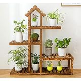 屋内バルコニーリビングルーム花屋マルチ階建ての木製の花の棚表示スタンド牧草地緑色の花鉢木製の棚スペース