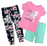 Carter's(カーターズ) ベビー ガールズ Tシャツ / ロングパンツ / ハーフパンツ 3点セット (ピンク/ハイビスカス) Baby Girls' 3-Piece Set (12M(75))