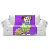 ブランケットウルトラソフトFuzzy 4サイズ！DIANOCHEデザインからby Marley Ungaroパープルジャックラッセル犬ホームDecor Unique Designer芸術的スタイリッシ