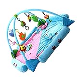 Lovoski 赤ちゃん　可愛い　プレイマット　お遊びマット　ジムマット　ラトル　ガラガラ　おもちゃ　ソフト　全ン4パタン - ブルー