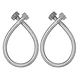 HomeIdeas蛇口コネクタ編組ステンレス鋼ホース3 / 8インチメス圧縮スレッドX 1 / 2 " i.p.メスストレートスレッド蛇口ホース交換用16インチロング2個1ペア 16インチ シルバー 