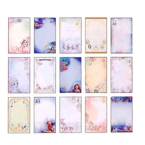 ディズニーシー 15周年 ザ イヤー オブ ウィッシュ 16 メモ 15絵柄 線画 ミッキー アリエル 他 東京 ディズニーシー限定 文具百貨