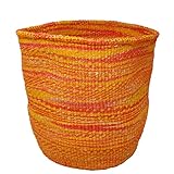 ORIKAGO かご L － 鉢カバー カゴ 大きい アフリカ 雑貨 洋服 収納 オシャレ － マーブル イエロー・オレンジ