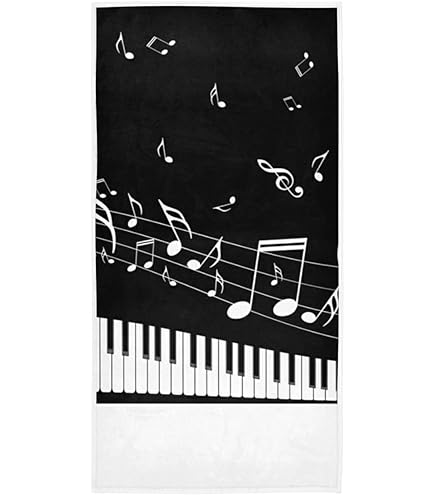 Amazon｜alaza フェイスタオル 棉100% 2枚セット 音楽 音符 复古 北欧