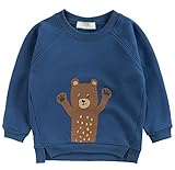 PANCY 子供服 春秋 冬 長袖 Tシャツ トレーナー 丸い襟 男の子 女の子 ベビー 裏起毛 おしゃれ カジュアル ファッション 可愛い 動物柄 熊 プリント 3色