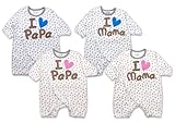 春秋物【I lovePaPa&Mama】アイラブパパ&ママ綿100%水玉柄ちびオールフィットオールカバーオールロンパース 60cm ママブルー