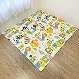 ラック プレイマット 178X196cm アルファベット 厚さ8mm リバーシブル XPE素材 赤ちゃん 子供 防水 ノンホルムアルデヒド 折りたたみ