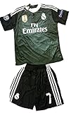 レアルマドリードCristiano Ronaldo # 7 Awayブラックドラゴン大人Soccer Jersey with Shorts S