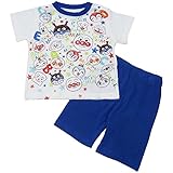 【本体綿100％】2018年 夏物 アンパンマン メッシュ 線描きプリント 半袖パジャマ Anpanman ブルー◇90cm