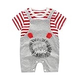 Cutelove 子供服 半袖Tシャツ+サスペンダーパンツ 夏 可愛い柄 男の子 女の子 キッズ 男女兼用 ベビー 可愛い 綿 柔らか 素敵 半袖 上下セット オーバーオール