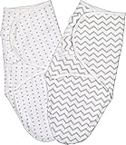 Ely's & Co Swaddle Blanket Adjustable Infant Baby Wrap Set 2 Pack (0-3 Months Grey Chevron and Polka