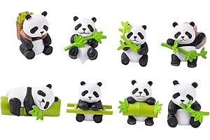 NUOBESTY 8個 パンダの置物 ミニチュアパンダモデル ミニ動物フィギュア ミニパンダ像 パンダケーキのデコレーション ミニチュアパンダの装飾 ミニチュア風景装飾品 盆栽置物 レジンクラフト