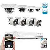 Zmodo 8CH 720P HD Network Security Camera System with 4x Outdoor + 4x Indoor Dome Surveillance Camer