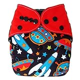 Charcoal Bamboo AIO All In One Cloth Diaper with Pocket (Rocket) by Ecoable