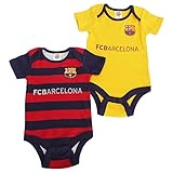 FCバルセロナ フットボールクラブ FC Barcelona オフィシャル 赤ちゃん・ベビー用 半袖ボディースーツセット 半袖ロンパース (2枚入) (12-18ヶ月) (スカーレット/ブルー)