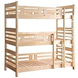 タンスのゲン 日本製 三段ベッド パイン材 エコ塗装 蜜ろう塗装【ノンホルムアルデヒド】垂直ハシゴ 通気性抜群 桐すのこ ナチュラル 77190001 01