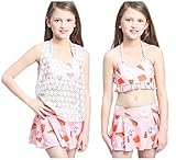 AMIGOYO 水着 女の子 ビキニ 3点セット 子供 こども 女児 幼児 スイムウェア かわいい キッズ ジュニア 身長120 130 140 150kids ベビー ガールズ リボン スカート ホ