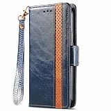 ESTIKI万屋-JP(工場直販品質保証) 適用Redmi 12 5G兼用ケース 手帳型 革製 Redmi 12 5G SWPJデザイン カバー ストラップ付き カード収納型レザーケース 適用機種:Redmi 12 5G ブルー