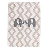 Lolli Living Printed Plush Blanket, Tan Elephant [並行輸入品]