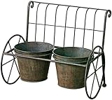 あまの アイアン製 椅子型プランター ダブルプランタ-チェアー moss green YFH-1120