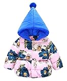 (トヨベイ)Toyobuy 厚手 子供 中綿 コート キッズ フード付き ジャケット ベビー ブルゾン アウターコート 女の子 ピンク 110