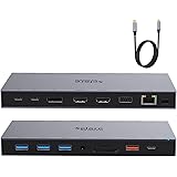 USB C ドッキングステーション type c HDMI 2つ Dock【15 in 1】 DP DP1.4 4K 2画面 3画面モード デュアル トリプルディスプレイ 100W 急速充電 有線LAN RJ45/3.5mm オーディオジャック/US