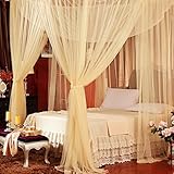 4コーナーベッドキャノピーツインフルクイーンキングモスキートネット（キング、ホワイト）。 キング ベージュ unknown